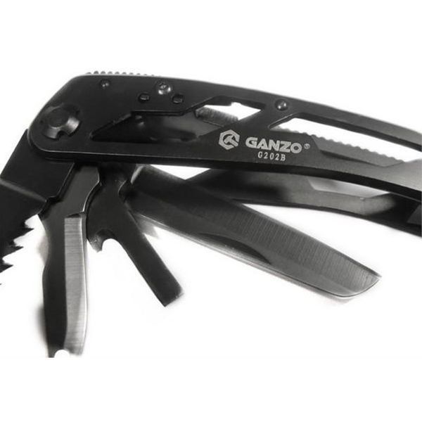 Мультитул Ganzo G202B, (16.5 см) 24 функції, чорний + біти та чохол 106 фото
